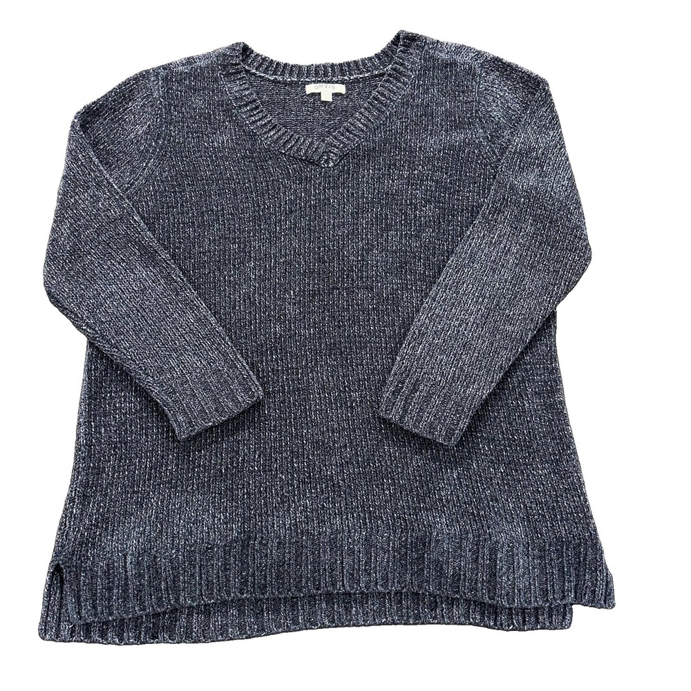 Orvis Chenille Sweater Womens 2XL V-Neck Blue Polyester Long Sleeves Knit